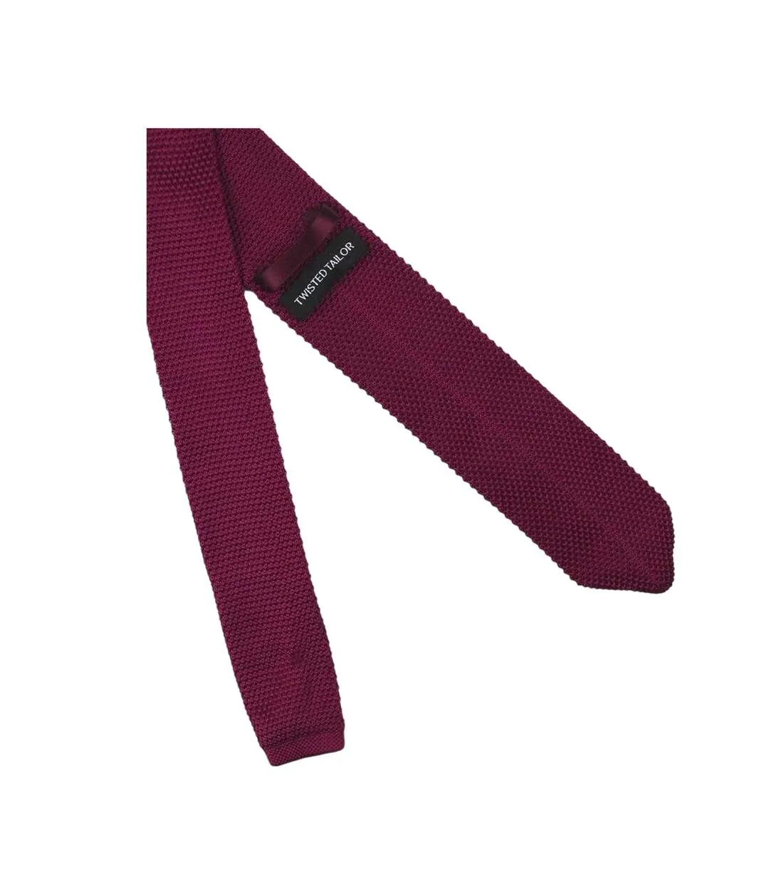 Jagger Knitted Polyester Tie One Size Burgundy Twisted Tailor-2