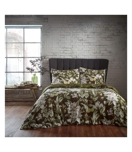 Lavish sateen floral duvet cover set moss EW by Edinburgh Weavers