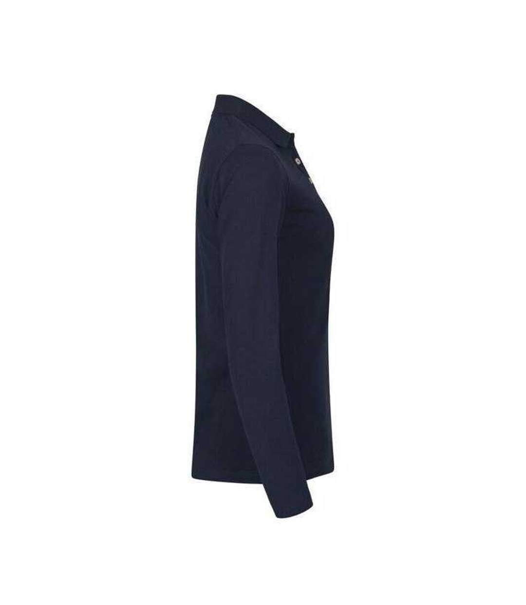 Polo Manches Longues Premium Femme Bleu Marine Foncé Clique-4