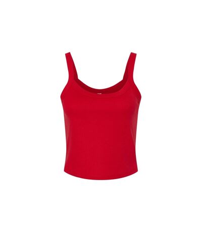 Womens/ladies micro-rib spaghetti strap tank top solid red Bella + Canvas