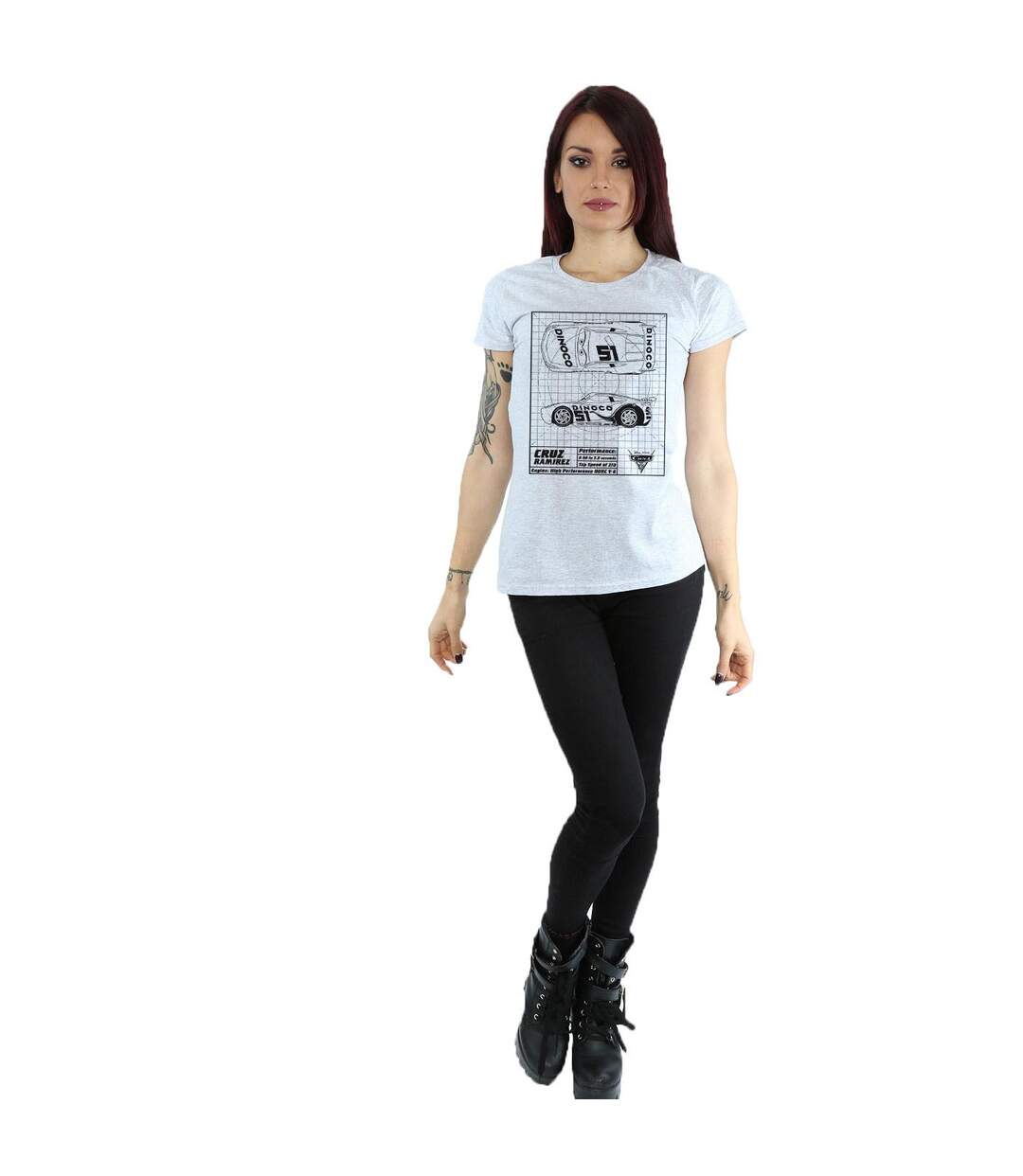 Disney - T-shirt CARS CRUZ RAMIREZ BLUEPRINT - Femme (Gris chiné) - UTBI13779-4