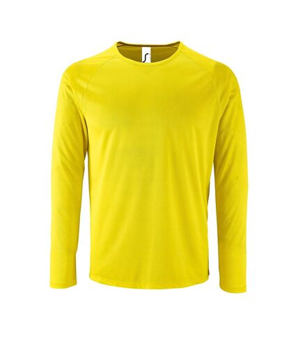 SOLS Mens Sporty Long Sleeve Performance T-Shirt (Neon Yellow)