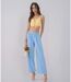 Pantalon femme coupe large de couleur bleu - 100% coton - Style et fonctionnalité-3