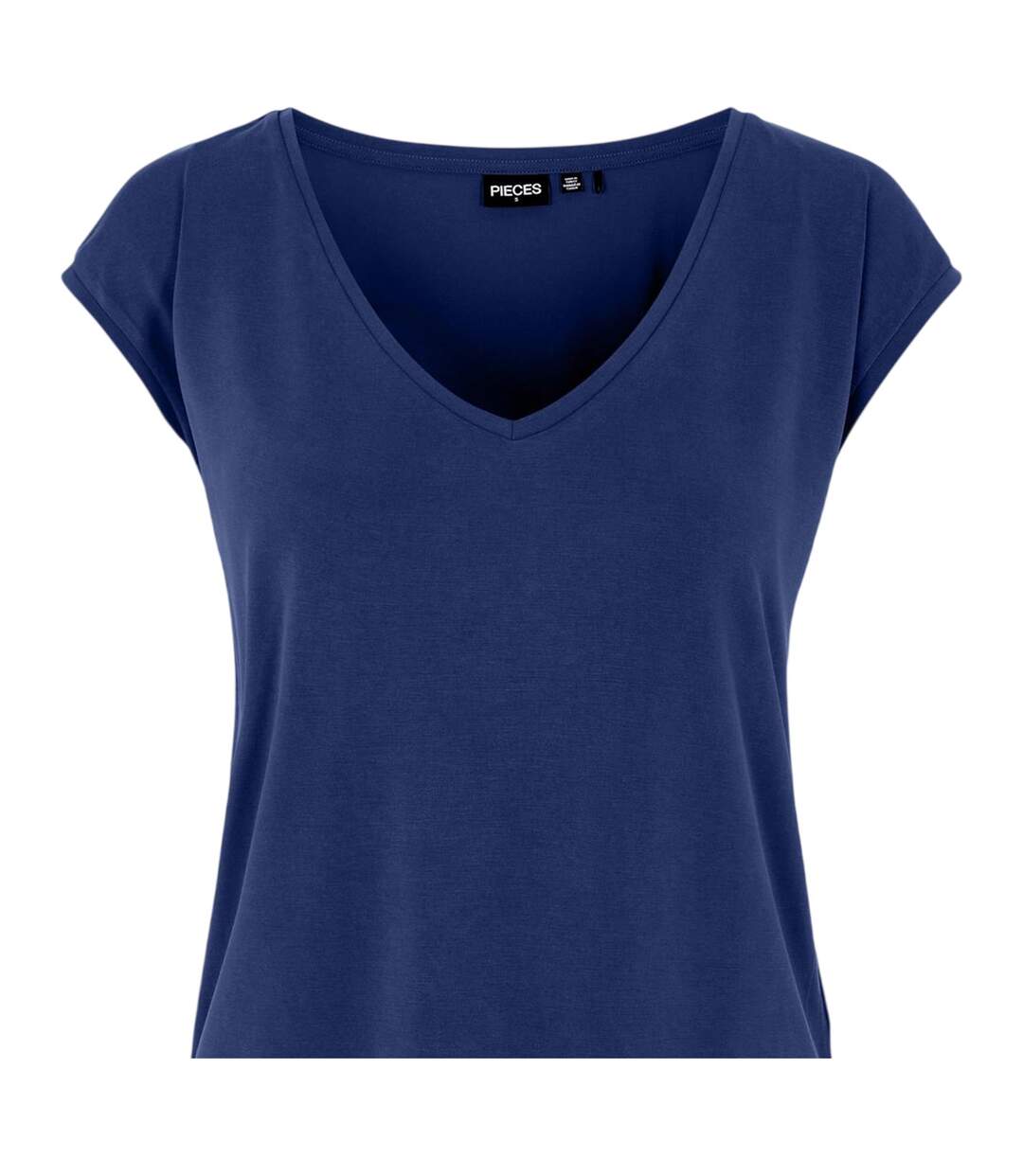 Womens/ladies Pckamala Knitted V Neck T-shirt Blue Pieces-3