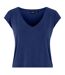 Womens/ladies Pckamala Knitted V Neck T-shirt Blue Pieces-3