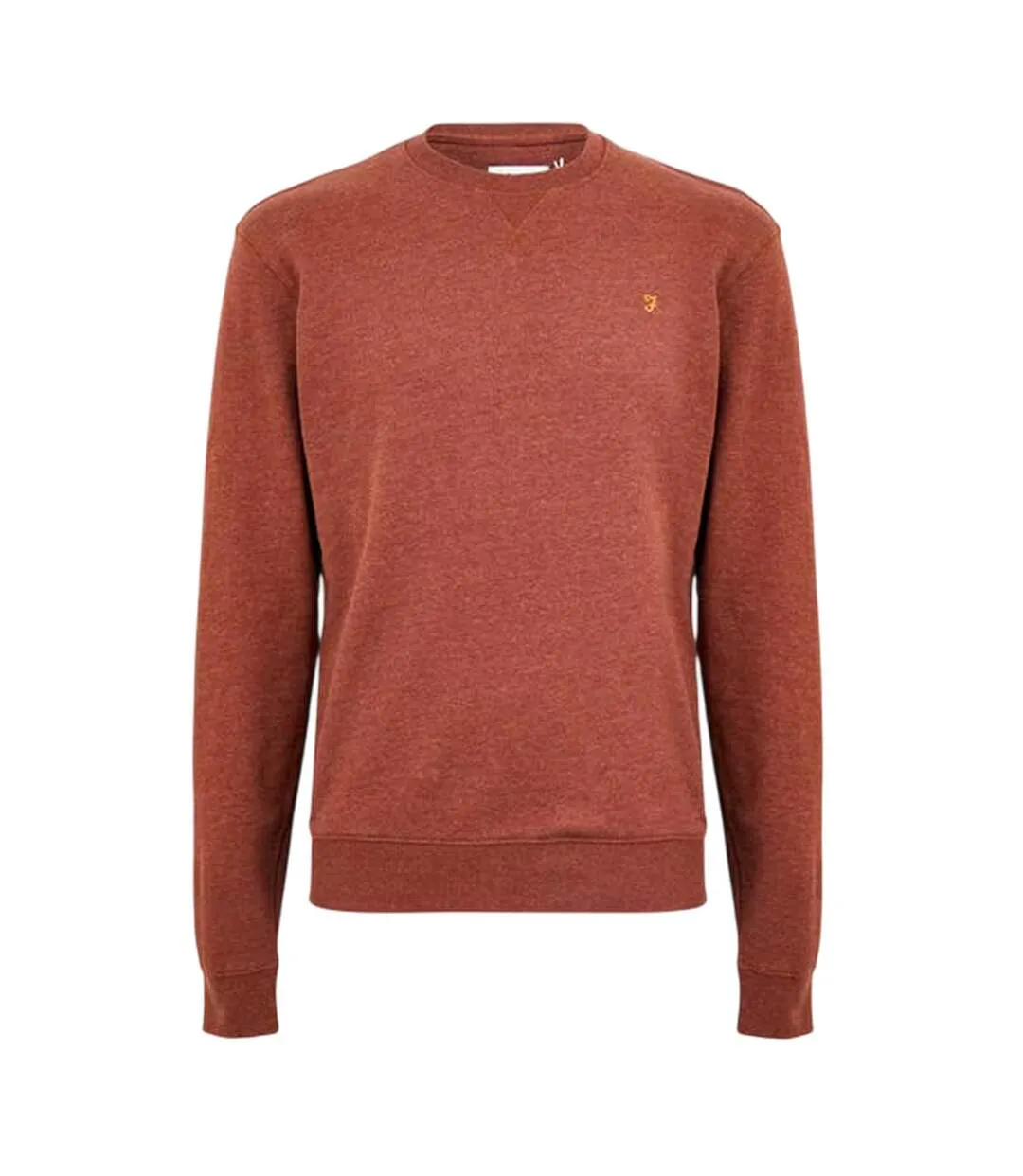Mens Organic Cotton Crew Neck Sweatshirt Teak Brown Farah-1