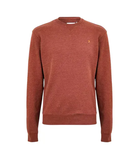 Mens Organic Cotton Crew Neck Sweatshirt Teak Brown Farah