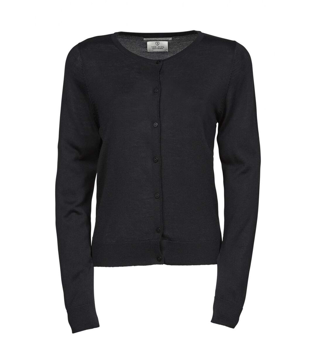 Pull boutonné cardigan laine col rond - FEMME - 6005 - noir-2