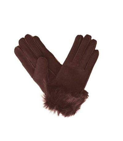Eastern Counties Leather Womens/Ladies Toscana Trim Cuff Sheepskin Gloves (Brown)