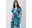 Robe longue viscose SAKURA imprimé marine et turquoise Coton Du Monde-2