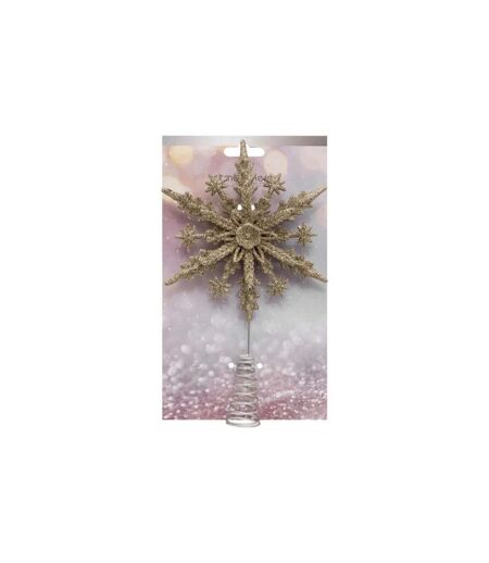 Cimier de Sapin Pailleté Flocon 23cm Or