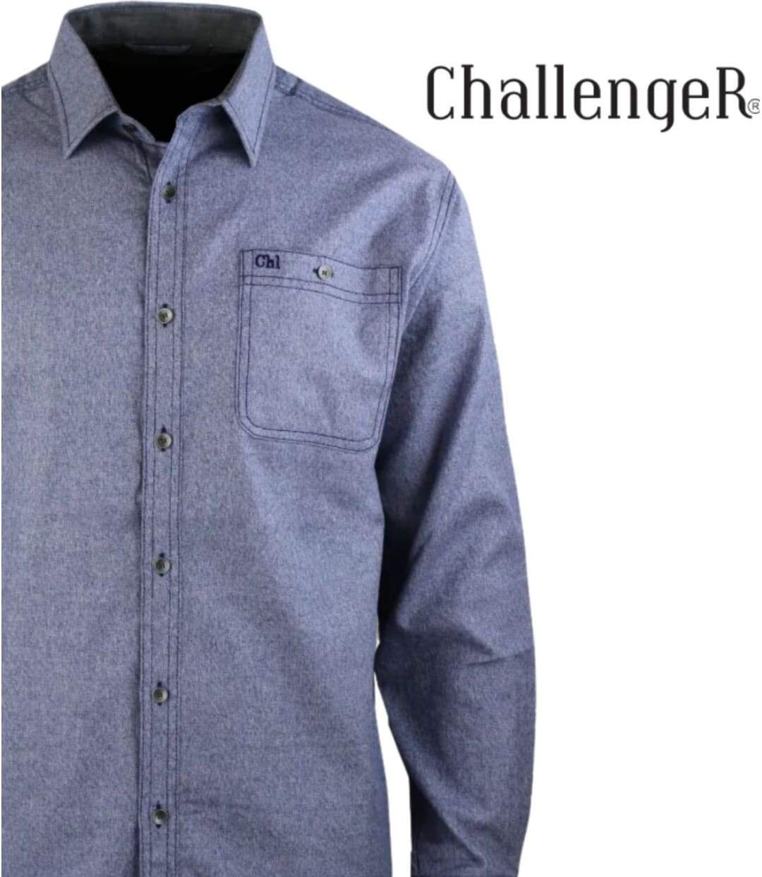 CHALLENGER TEVA1 — Chemise à carreaux manches longues bleu chiné : chaleur et aisance en flanelle-4