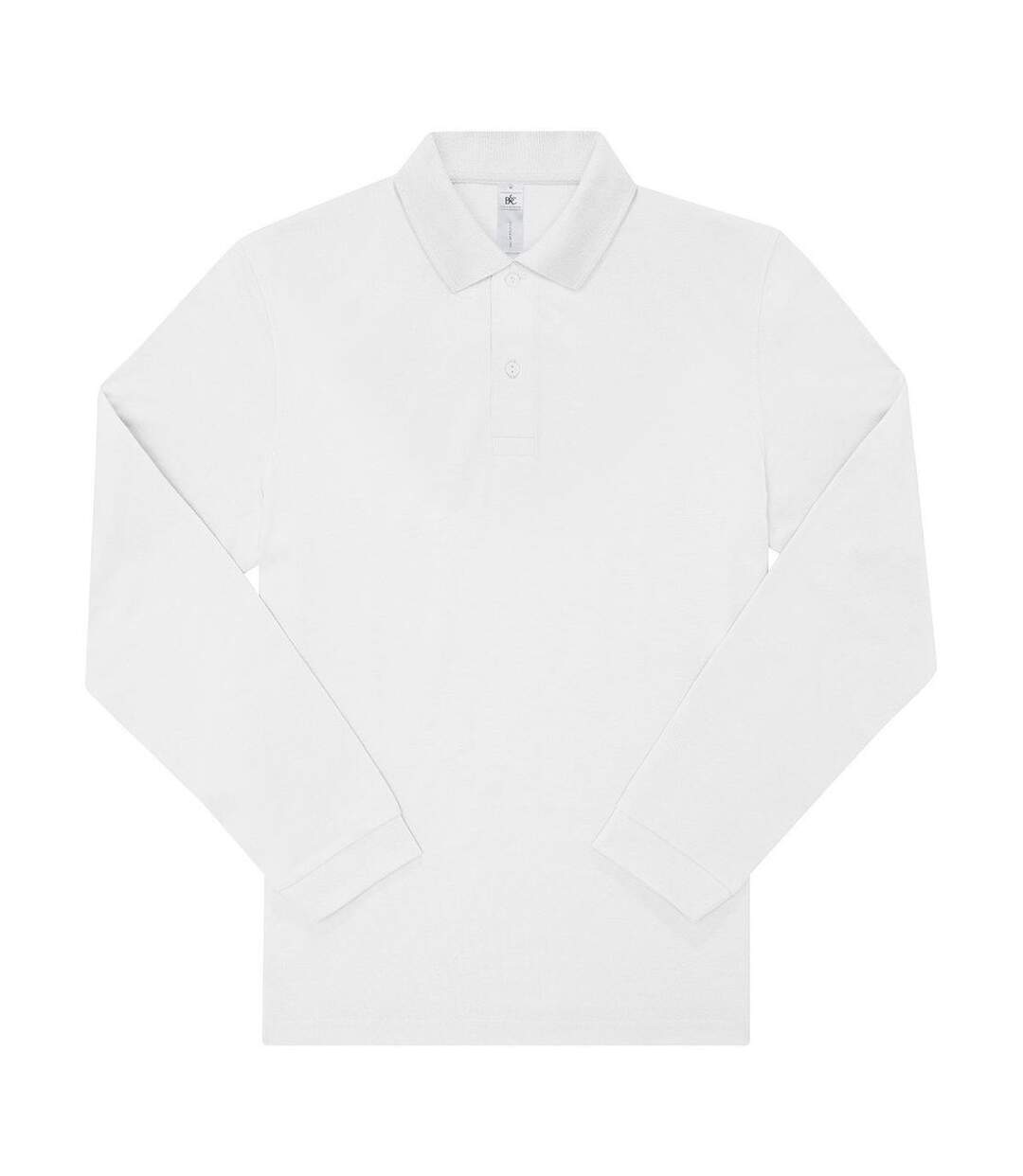 Polo manches longues- Homme - PU427 - blanc