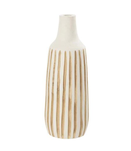 Vase Design en Bois Ying 45cm Blanc & Naturel