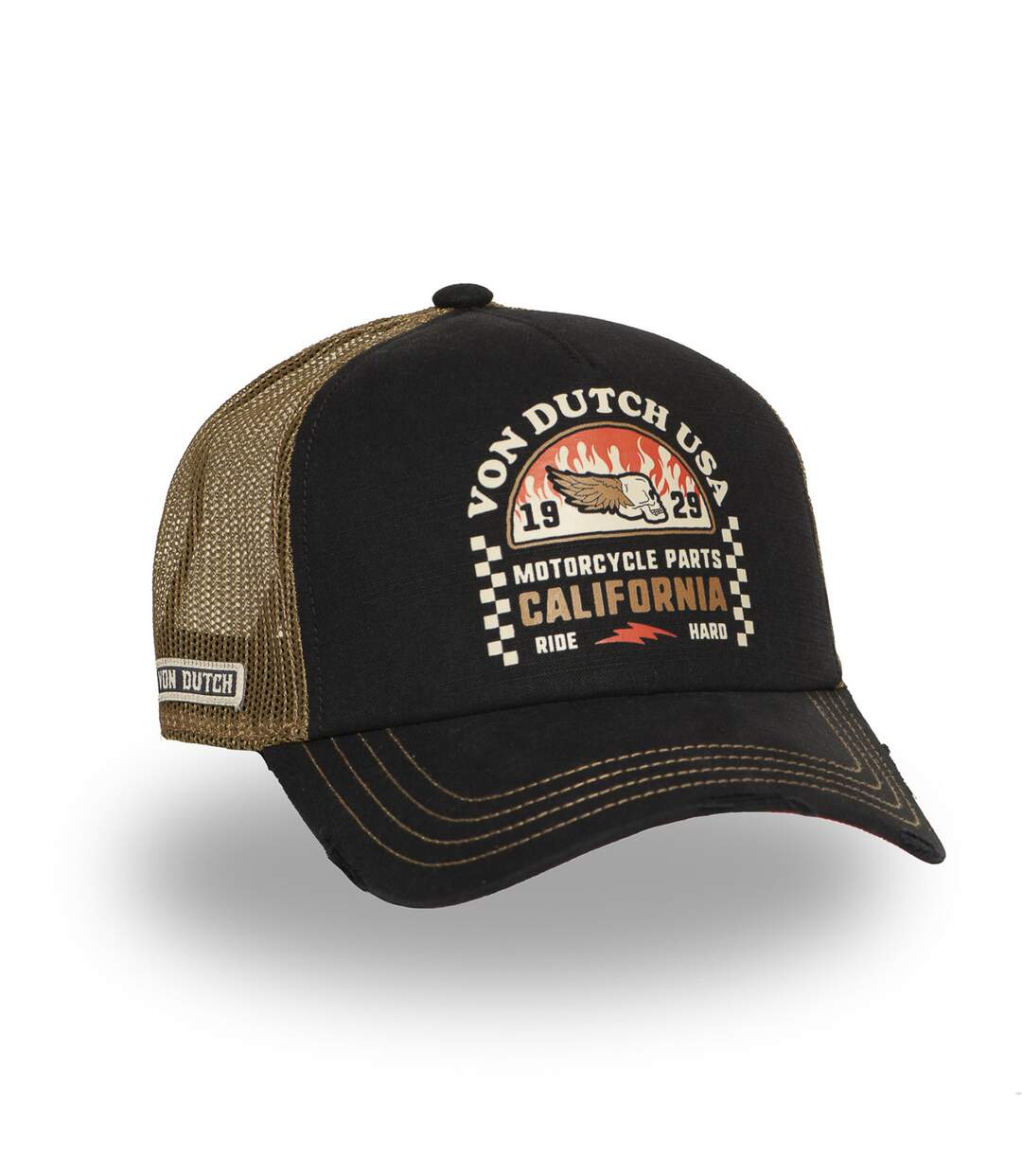 Casquette trucker avec filet souple effet bamboo avec print Crew Vondutch-4
