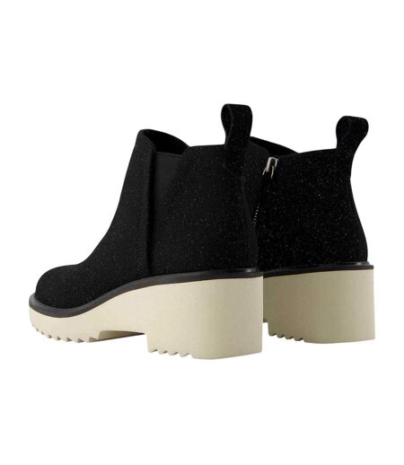 Womens/ladies Suede Wedge Boots Black Toms