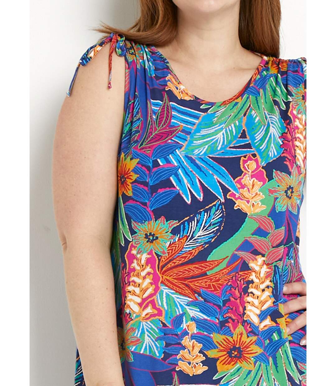 Robe débardeur courte fleuri tropical-3