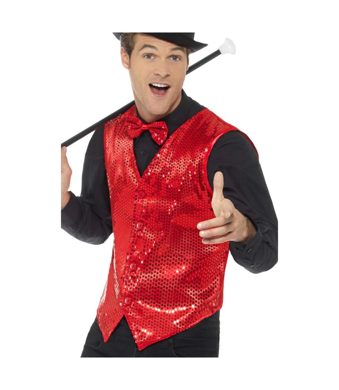 Unisex adult sequin costume vest red Smiffys-1