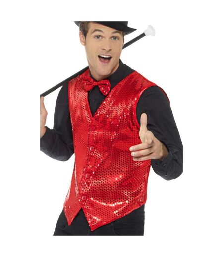 Unisex adult sequin costume vest red Smiffys