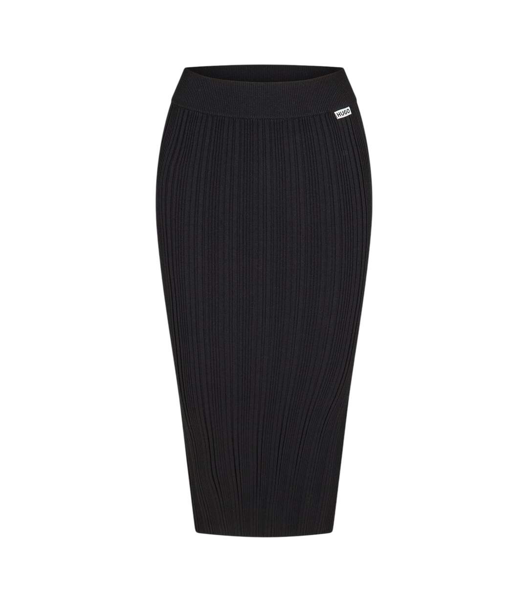Womens/ladies Sareplie Knitted Pencil Skirt Black Hugo-1