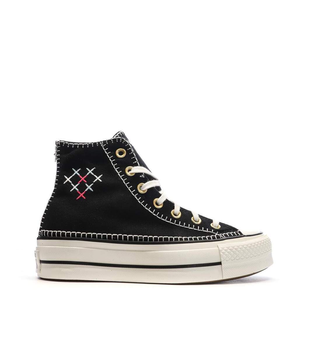 Baskets noires femme converse all star lift crafted-2