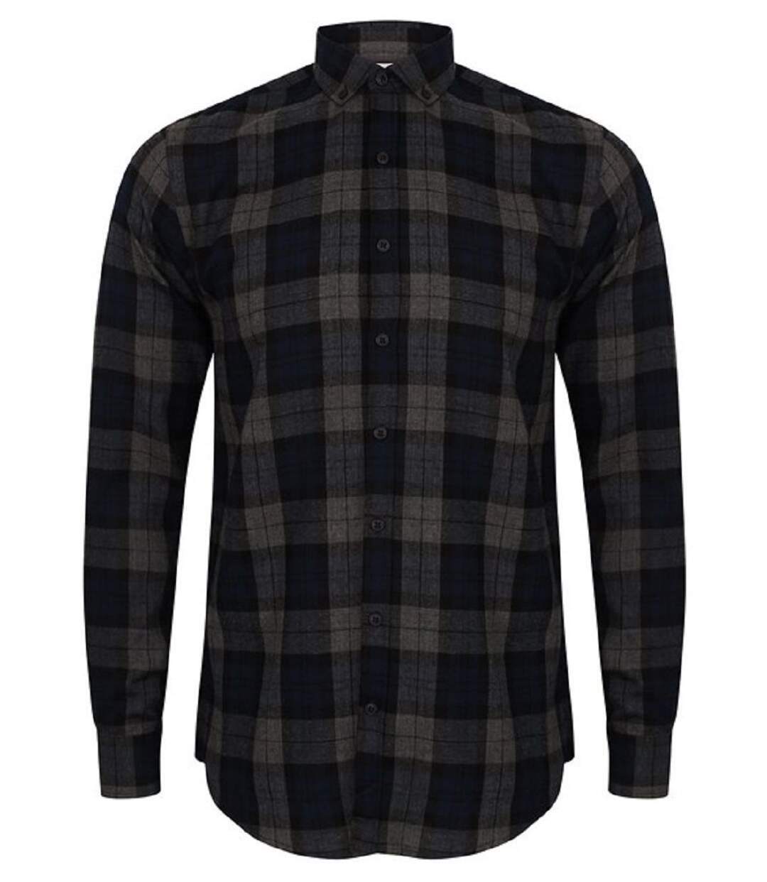 Chemise manches longues - Homme - SF560 - bleu marine et gris-1