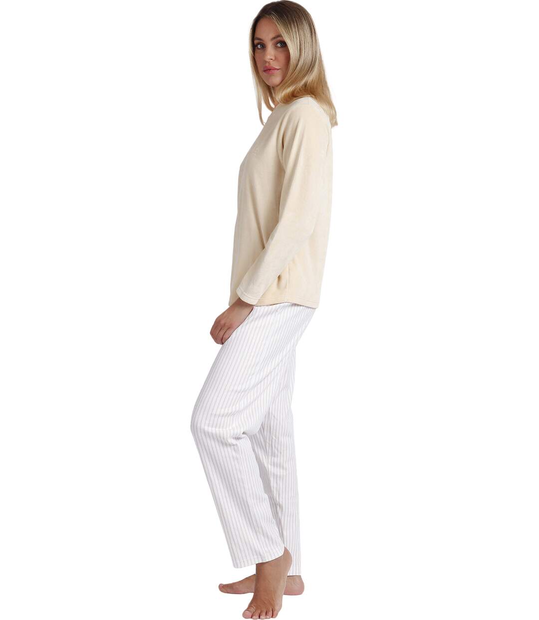 Pyjama tenue d'intérieur pantalon top manches longues Comfort Home Admas-2