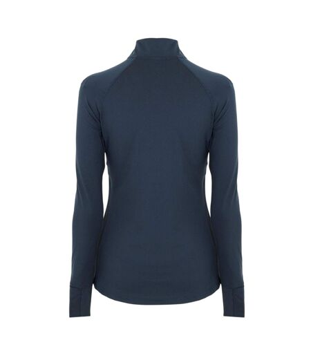 Womens/ladies Plain Long-sleeved Base Layer Top Navy USA