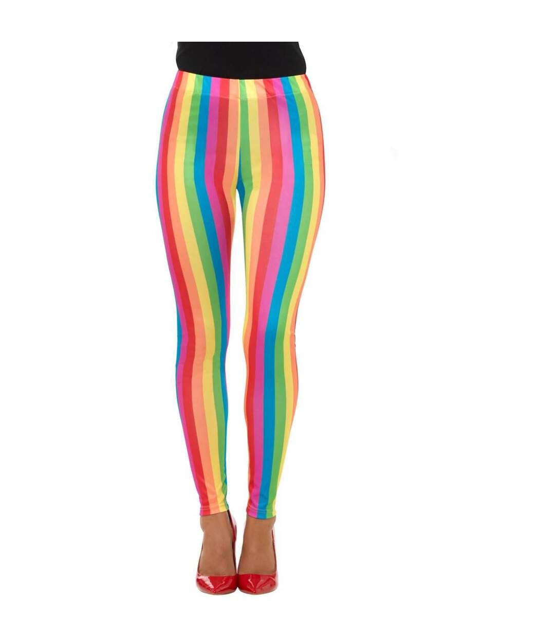 Womens/ladies clown rainbow leggings multicoloured Smiffys-2