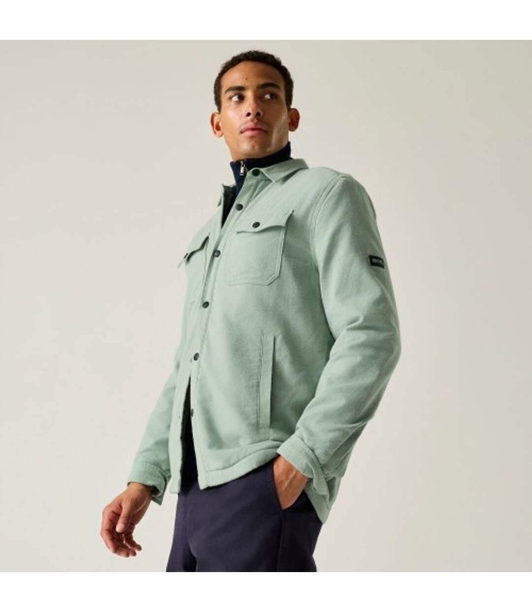 Surchemise Motif/style Uni Spennith Homme Vert Pâle Blanc Cassé Regatta-1