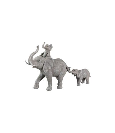 Statuette Déco Bébé Eléphant sur Dos 71cm Gris