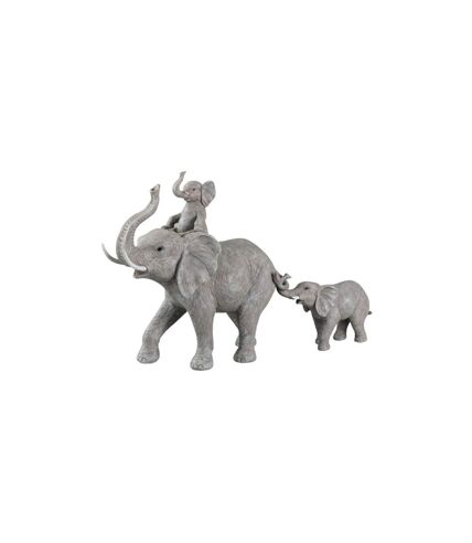 Statuette Déco Bébé Eléphant sur Dos 71cm Gris