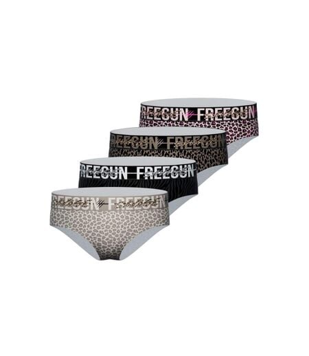 Lot de 4 culottes femme Leopard Freegun