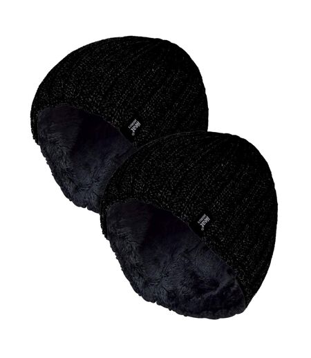 Mens Chunky Soft Winter Ribbed Hat - 2 Pack