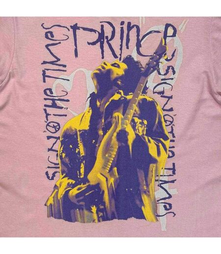 T-shirt Motif/style Guitare Sign Of The Times Adulte Rose Prince