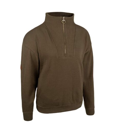 Womens/ladies Half Zip Sweatshirt Olive Jack Pyke