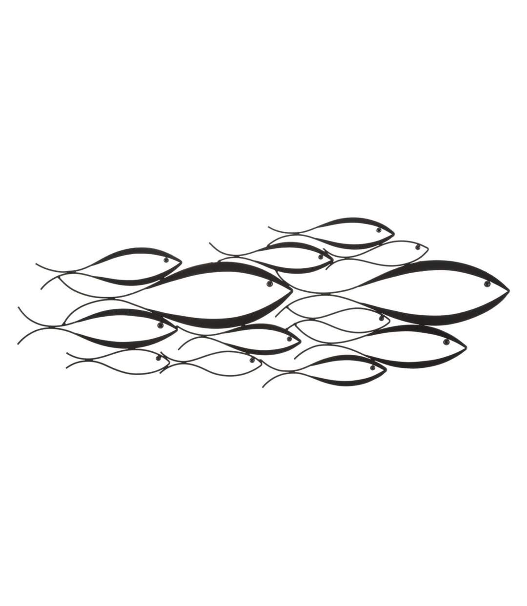 Décoration Murale en Métal Fishes 100cm Noir-1