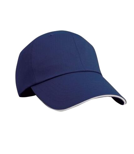 Result Unisex Herringbone Contrast Color Sandwich Peak Baseball Cap (Navy/White)