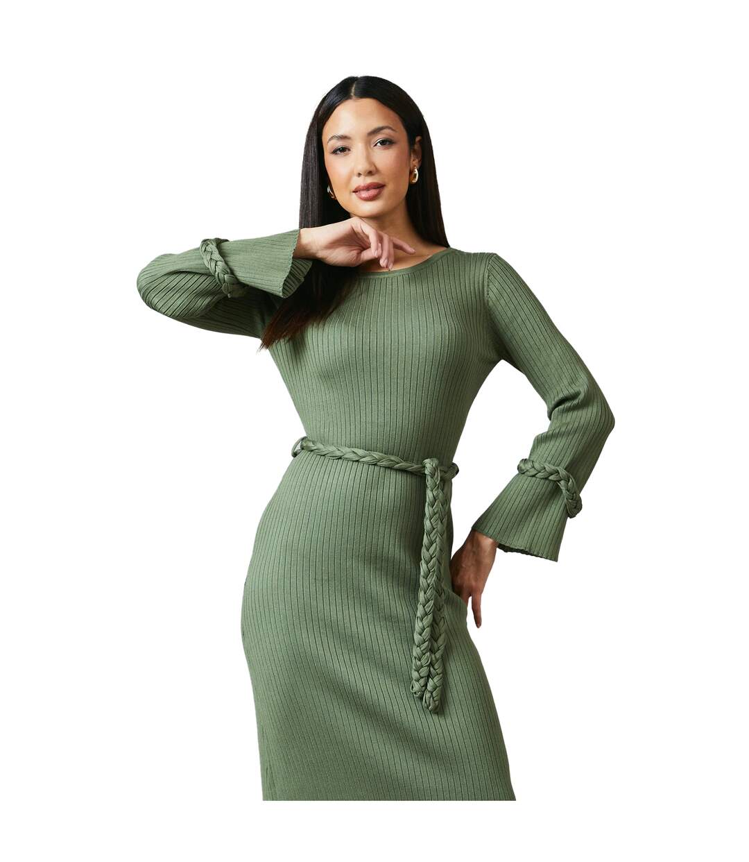 Robe mi-longue femme vert kaki Principles-1