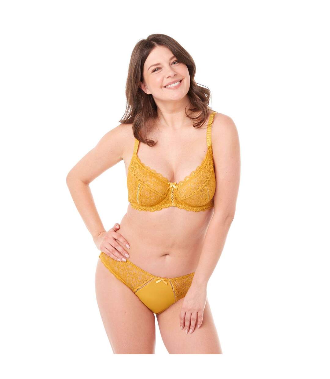 Soutien-gorge grand maintien C, D et E jaune moutarde Elena-3