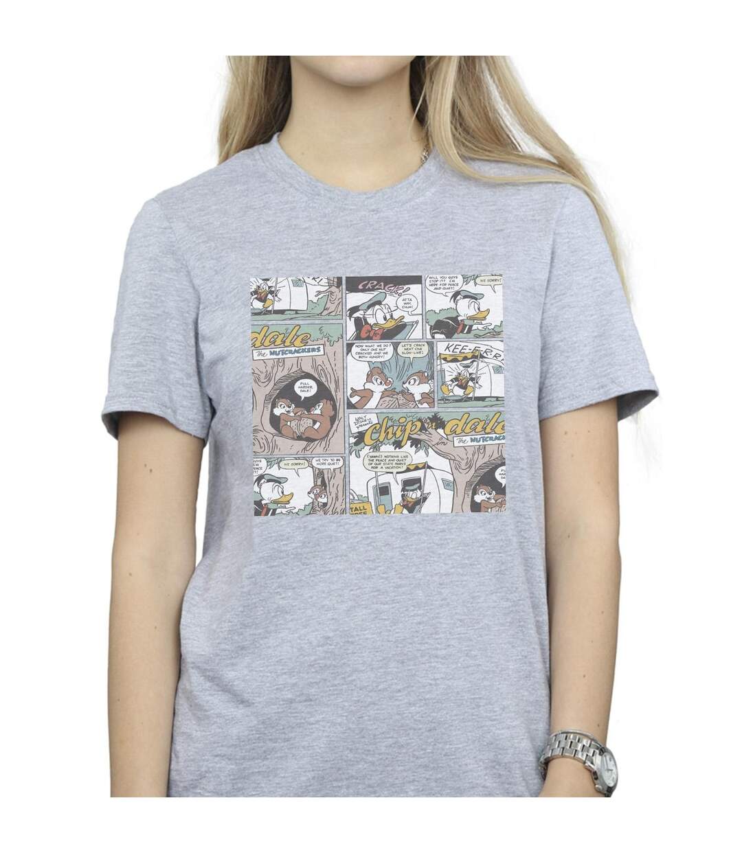 Disney - T-shirt CHIP 'N DALE COMIC - Femme (Gris chiné) - UTBI18741-3