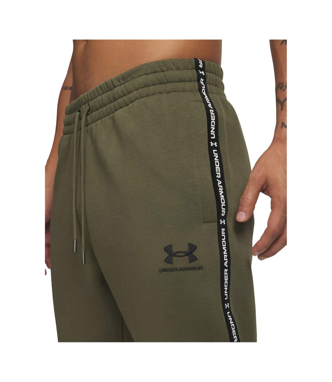 Mens Icon Fleece Tapered Joggers Green Black Under Armour-3