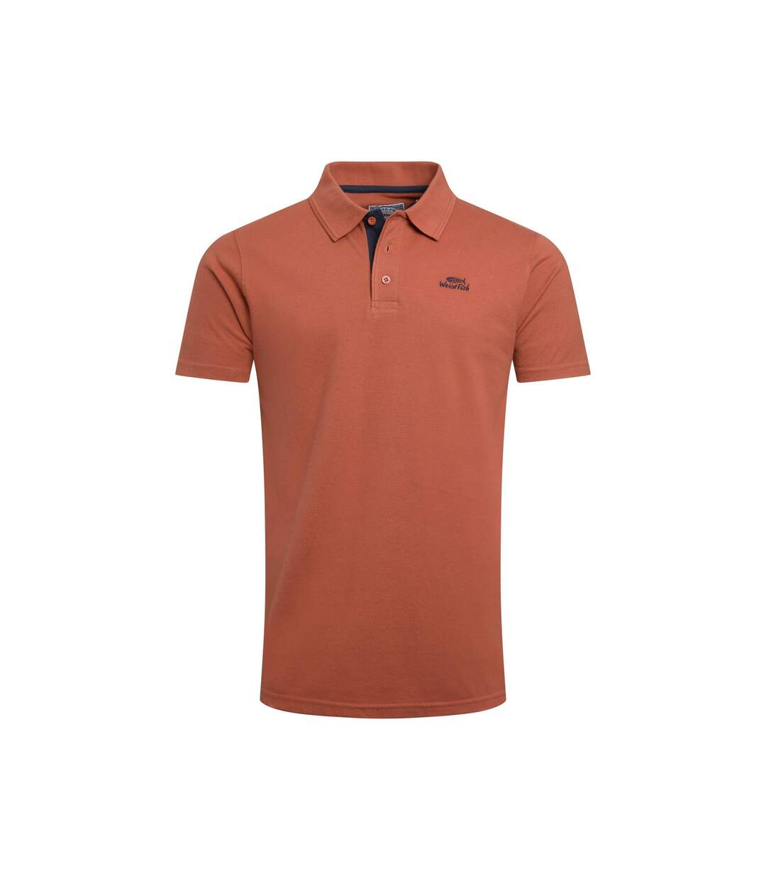 Mens Miles Pique Organic Polo Shirt Baked Clay Weird Fish-1