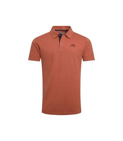 Mens Miles Pique Organic Polo Shirt Baked Clay Weird Fish