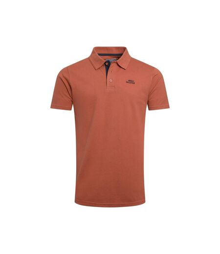 Mens Miles Pique Organic Polo Shirt Baked Clay Weird Fish