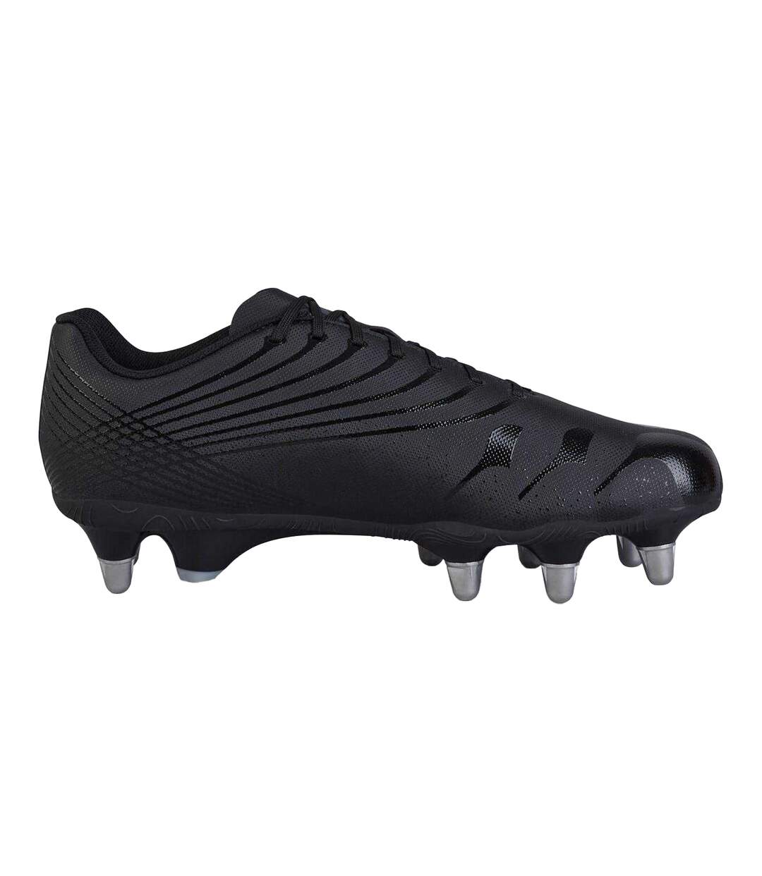 Mens Stampede Groundbreak Team Patterned Leather Soft Ground Rugby Boots Black Silver Canterbury-1