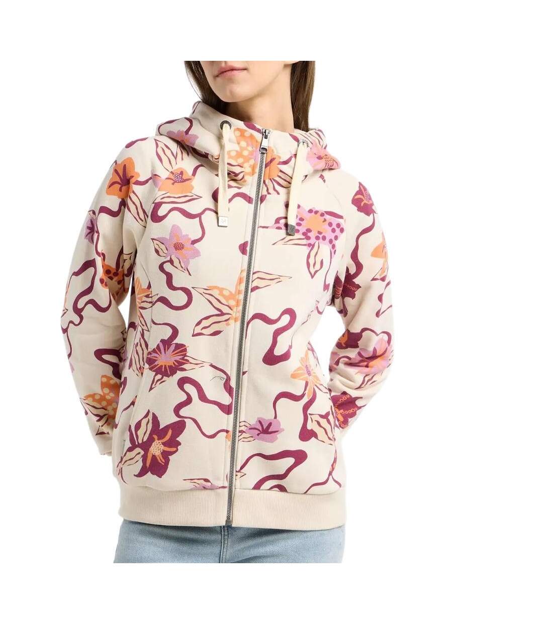 Sweat zippé écru/rose femme ragwear fllawia-1
