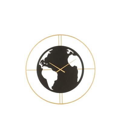 Horloge Murale Carte du Monde 90cm Noir & Or