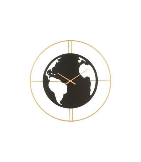 Horloge Murale Carte du Monde 90cm Noir & Or