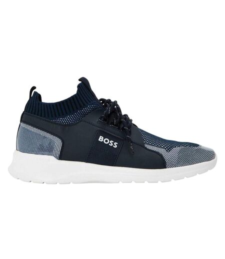 Mens Extreme Logo Knitted Trainers Dark Blue Boss
